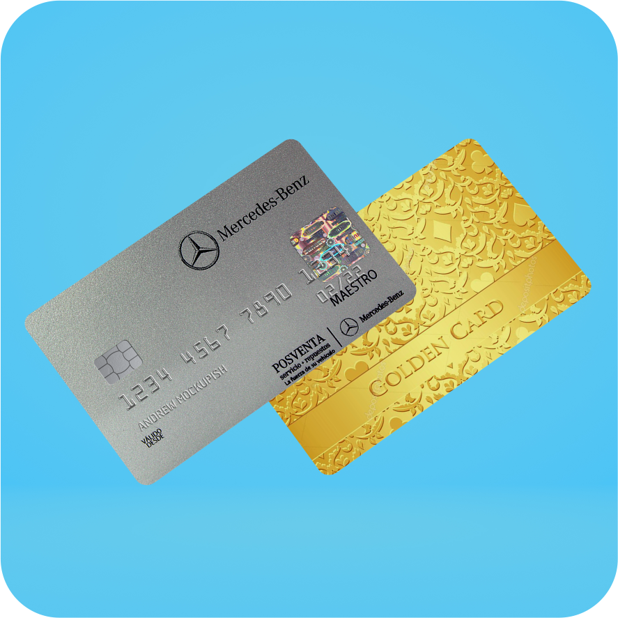 Tarjetas en PVC Dorado o Plateado